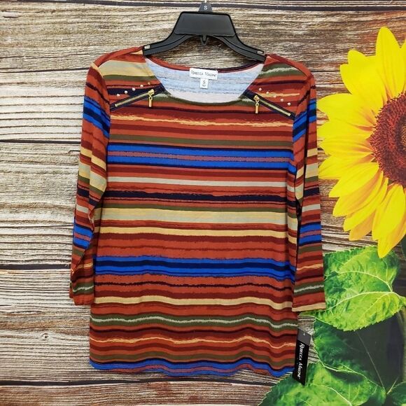 " Rebecca Malone " Woman's Pullover multicolored stripped top size: small NWT - Picture 1 of 7